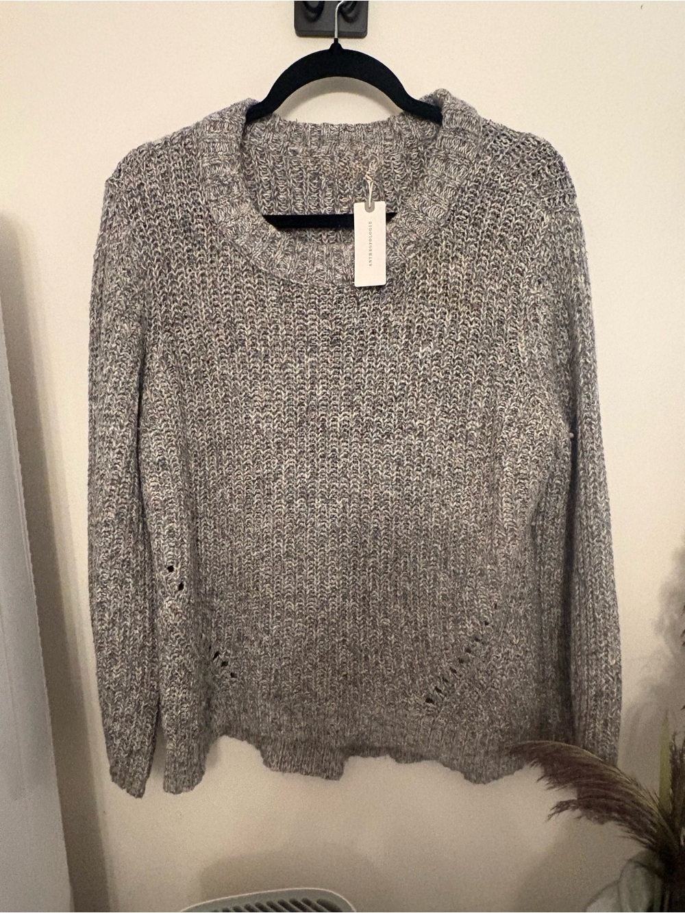 Anthropologie Cozy Grey Knit Women's Sweater XL oversized